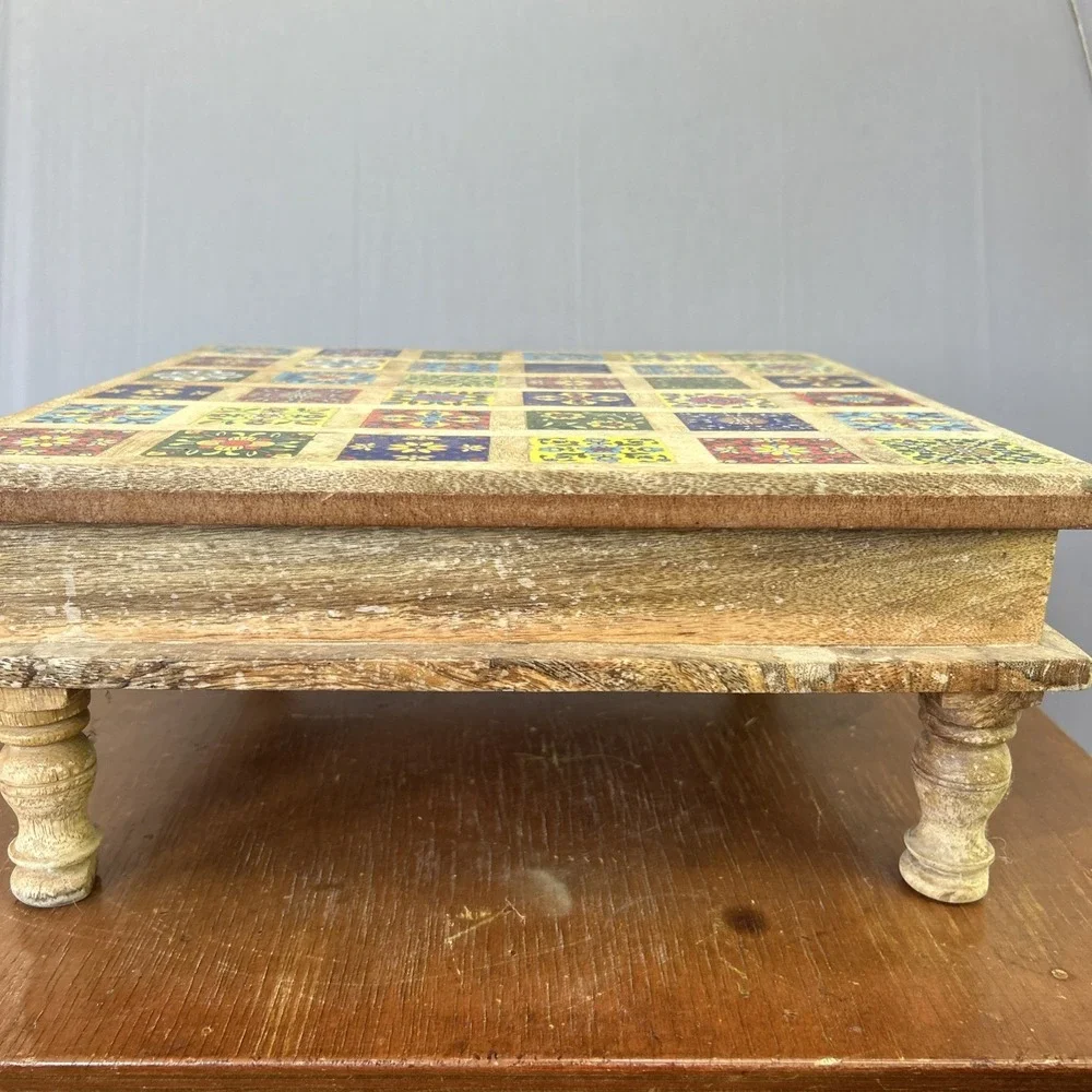 Wood Handmade Top Table Riser Monterrey Style w/36 Colored Tiles. 15